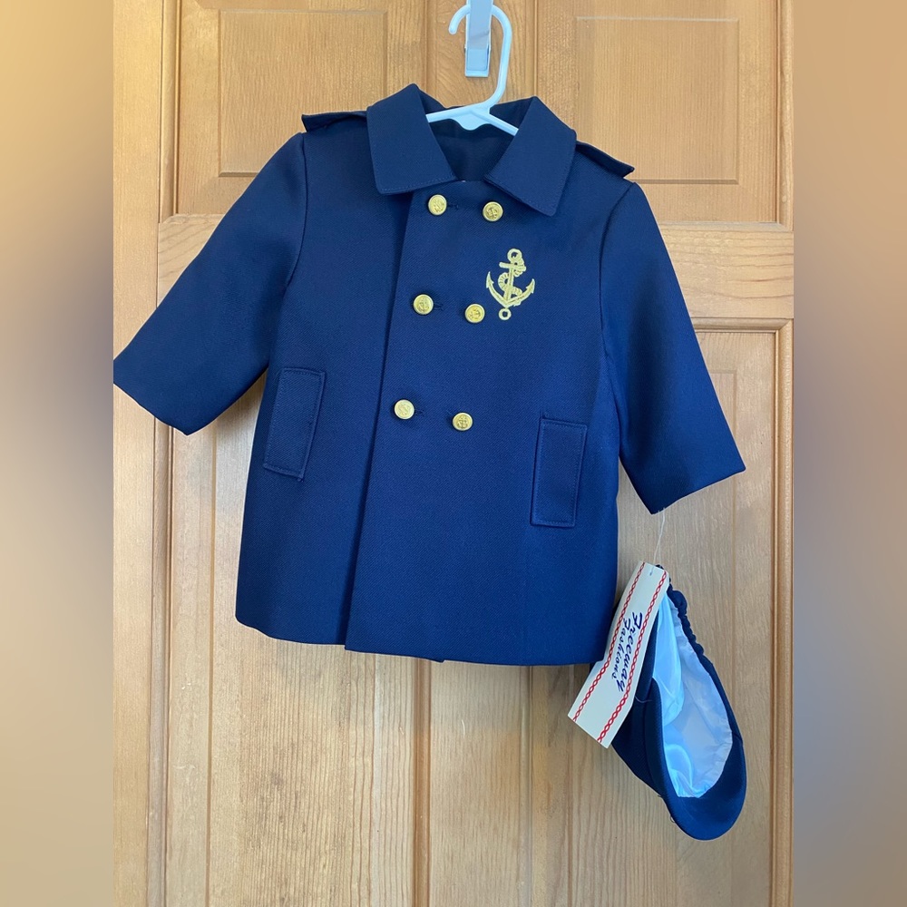 VTG Boys Peacoat w/matching cap. 24 mos. 1970s. NWT!